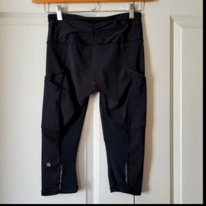 Lululemon Women Run Black Leggings  Ruched Reflective